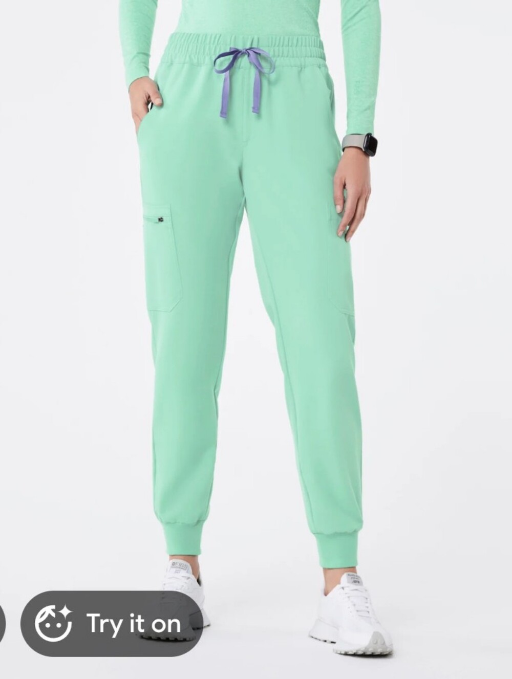 Figs Women’s Size S/P Uman Relaxed Jogger Scrub Pans 4095 Eucalyptus Green ins26